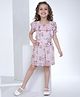 Peppermint Half  Sleeves Floral  Printed Top With Skirt -  Peach