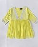 Bella Moda Full Sleeves Lace Embellished Dress - Yellow