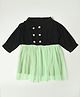 Bella Moda Three Fourth  Sleeves Button Detailed Fit & Flare Dress -  Black