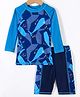 KIDLINGSS Raglan Full Sleeves Fish Printed Swimsuit - Dark Blue