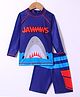 KIDLINGSS Full Raglan Sleeves Shark Printed Coordinating Swimsuit - Navy Blue