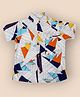 Superminis Rayon Half Sleeves Geometric Design Printed Shirt - White