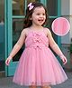 Kookie Kids Sleeveless Solid Color Frock With Bow Applique- Pink
