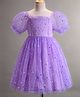 Kookie Kids Half Sleeves Party Frock with Sequin Detailing - Purple