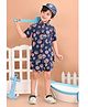 Superminis Rayon Half Sleeves Abstract Circles Printed Shirt & Coordinating Shorts Set - Navy Blue