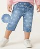 Babyhug Denim Capri Butterfly Print with Stretch - Blue