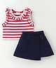 CrayonFlakes Cotton Sleeveless Striped Top & Flapped Skort Set - Red