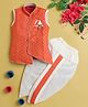 Jeet Ethnics Sleeveless Geometric Design Embroidered Coordinating Kurta & Dhoti Set - Orange