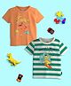 Nauti Nati Pack Of 2 Half Sleeves Striped & Sea Life Printed Tees - Orange