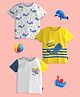 Nauti Nati Pack Of 3 Half Sleeves Sea Life Printed Tees - White