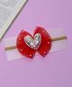 Knotty Ribbons Tulle  Detailed Sequin Heart Embellished Headband - Red