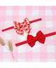 Knotty Ribbons Set Of 2 Checked Bow Detailed Headbands - Red