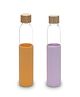 Kuber Industries Water Bottle | Sleeve Protection Bottle | Bamboo Lid Water Bottle |550 ml | Set of 2 | Purple-Yellow