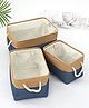 Kuber Industries 3 Piece Foldable Storage Basket With Handle|3 Stackable Sizes Storage Organizer|(Khaki-Blue)