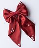 Ribbon candy Bow Detailed & Pearl Embellished Hair Clip - Maroon