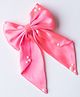 Ribbon candy Bow Detailed & Pearl Embellished Hair Clip - Pink