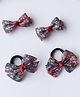 Ribbon candy Set Of 4 Bow Detailed Hair Clips & Rubber Bands - Grey & Maroon