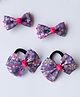 Ribbon candy Set Of 4 Bow Detailed Hair Clips & Rubber Bands - Purple
