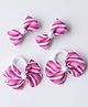 Ribbon candy Set Of 4 Bow Detailed Hair Clips & Rubber Bands - Pink & White