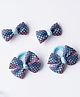 Ribbon candy Set Of 4 Bow Detailed Hair Clips & Rubber Bands - Blue & Black