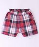 Ollypop Cotton Woven Knee Length Checkered Shorts - White & Maroon
