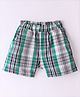 Ollypop Cotton Woven Knee Length Checkered Shorts - White & Green