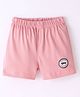 Ollypop Cotton Knee Length Solid Shorts with Placement Print - Pink