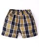 Ollypop Cotton Woven Knee Length Checkered Shorts -  Golden & Charcoal