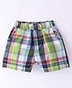 Ollypop Cotton Woven Knee Length Checkered Shorts - Blue & Green