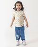 haus & kinder 100% Cotton Half Sleeves  Dinosaur Printed Tee & Pant Set - White