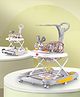 Play Nation 2 in 1 Unicorn Foldable Baby Walker Cum Rocker With Parental Handle & Upper Sun Shade - Grey| Removable Foot Mat| Removable Toy Tray| Use as Push Walker