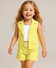 Babyhug Knit Sleeveless Co-Ord Set Solid Color - Yellow