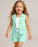Babyhug Knit Sleeveless Co-Ord Set Solid Color - Mint Blue