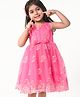 Babyhug Sleeveless Fit & Flared Embroidered Party Frock with Bow Applique - Pink