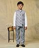 P-MARK Full Sleeves Solid Shirt & Pant With Floral Printed Jacquard 3 Piece Suit Set - Grey