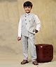 P-MARK Full Sleeves Solid Shirt With Checked Pant & Coordinating Jacket 3 Piece Suit Set - Black