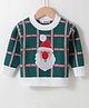 Kookie Kids Viscose Full Sleeves Pullover Sweater With Checks & Christmas Theme Design - Green