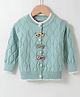 Kookie Kids Full Sleeves Front Open Sweater with Argyle Design & Bow Applique - Green