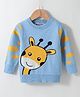 Kookie Kids Viscose Full Sleeves Pullover Sweater With Giraffe Design - Sky Blue