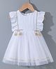 Kookie Kids Frill Sleeves Frock with Star Applique- White