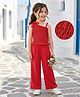 Kookie Kids One Shoulder Sleeves  Solid Color Top & Pant- Red