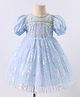 Kookie Kids Half Sleeves Party Frock with Sequin Detailing -  Blue