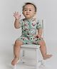 THE PLUSH CLUB Bamboo Half Sleeves Animals Printed Romper - Blue