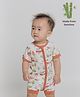 The Plush Club Bamboo Fabric Farm Buddies Half Sleeves Zipper Romper- Copper