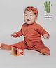 The Plush Club Bamboo Full Sleeves Solid  Footed Romper  - Copper