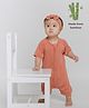 The Plush Club Bamboo Half Sleeves Solid  Romper - Copper