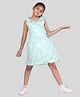 tweeny mini Pure Cotton Sleeveless Floral Printed Dress - Sea Green