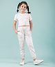 tweeny mini Pure Cotton Half Sleeves Tie Dye Detailed Crop Top With Joggers - Beige