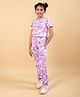 tweeny mini Pure Cotton Half Sleeves Tie Dye Detailed Crop Top With Joggers - Lavender