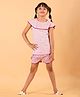 tweeny mini Cotton Knit Half Sleeves Abstract Printed Coordinating Top & Shorts Set - Red